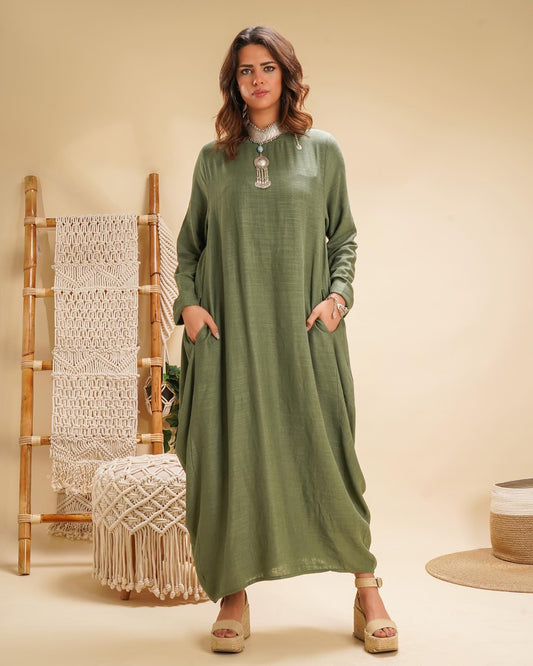 Boho dress in olive