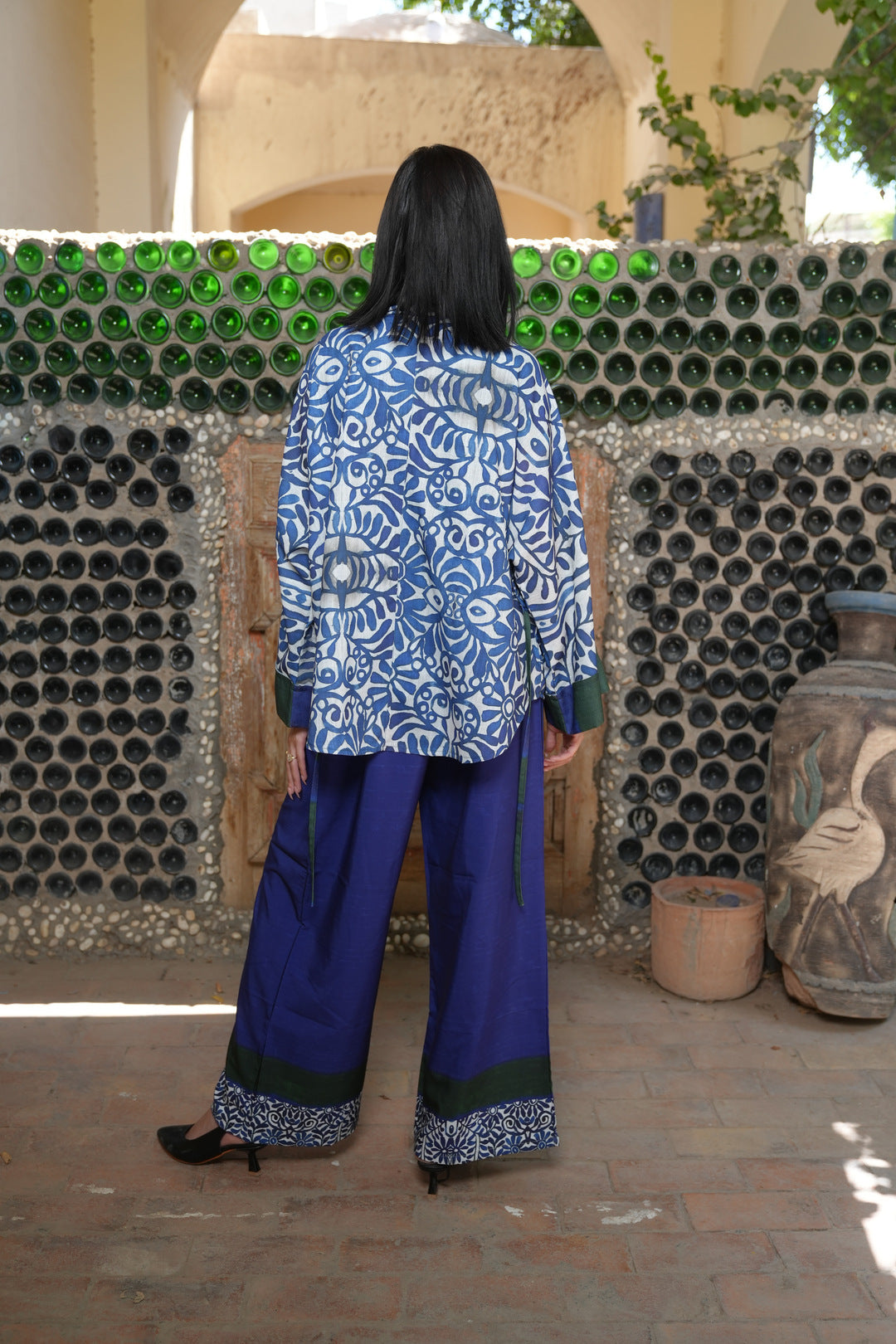 blue pottery short kimono