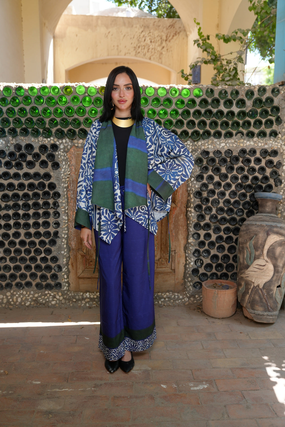 blue pottery short kimono