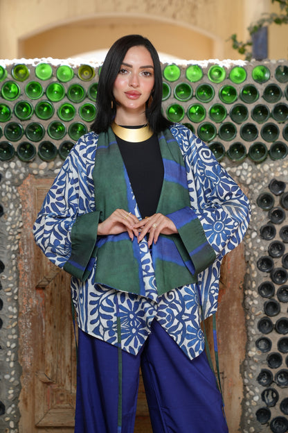 blue pottery short kimono