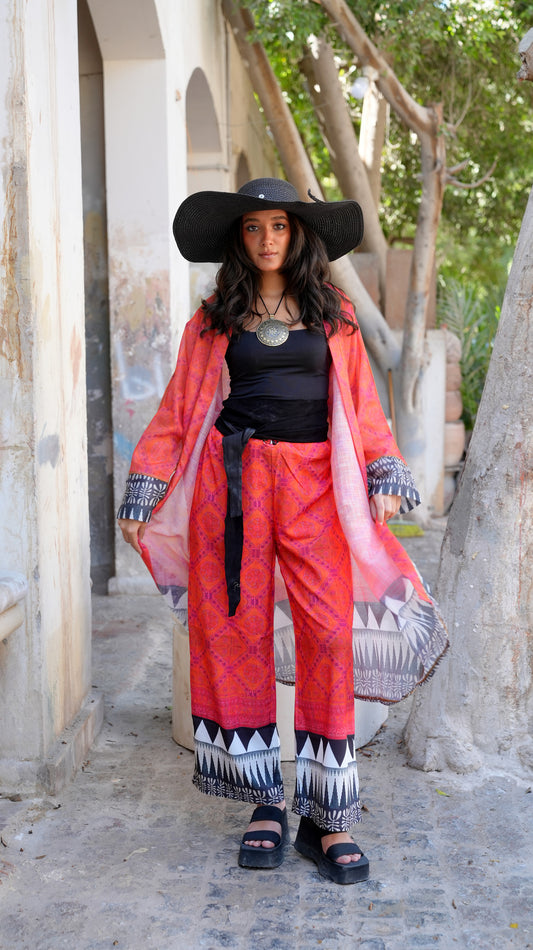 red coral clay pants