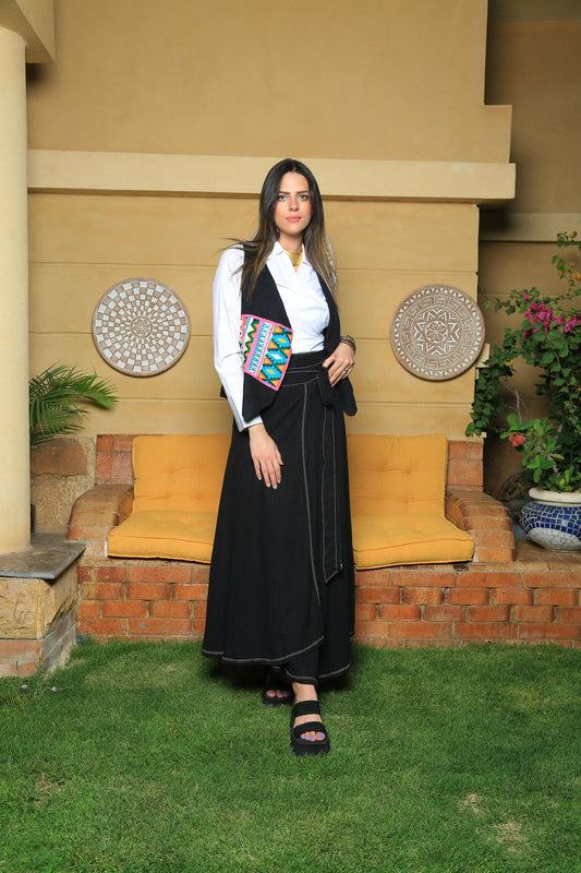 Black Lenin wrap skirt